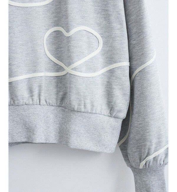 VIS「【洗える】ハート＆リボンコード刺繍スウェット」|スウェット・ジャージ|