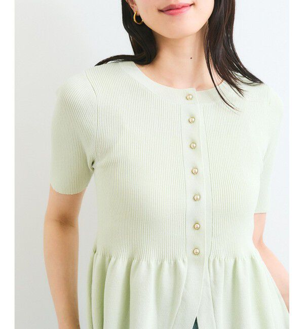 VIS「【アンチピリング】ペプラムハーフスリーブニットカーディガン」|カーディガン|