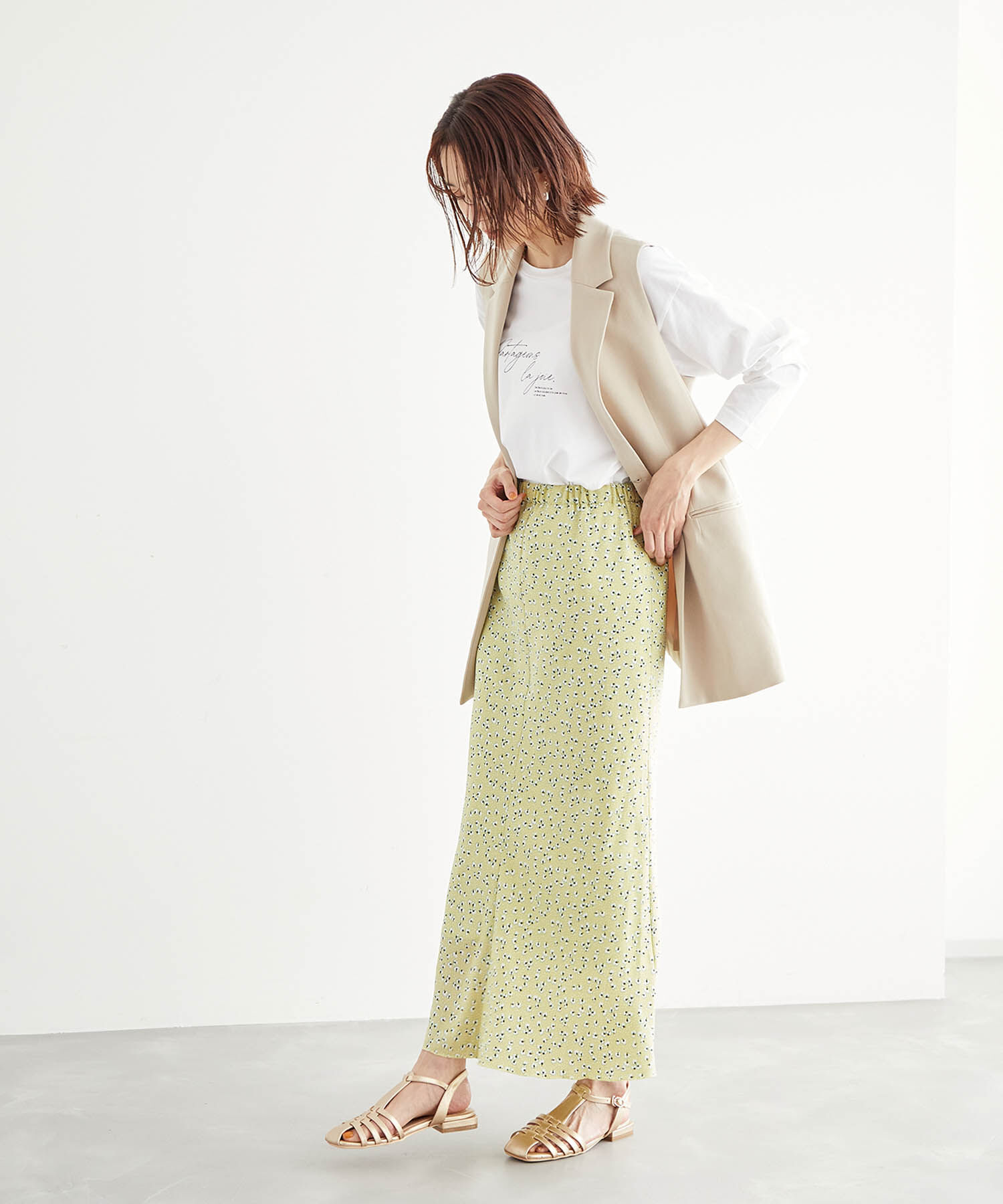 Rope&rsquo;Picnic「【着丈調節の出来る】フラワーマーメイドマキシスカート」|スカート|