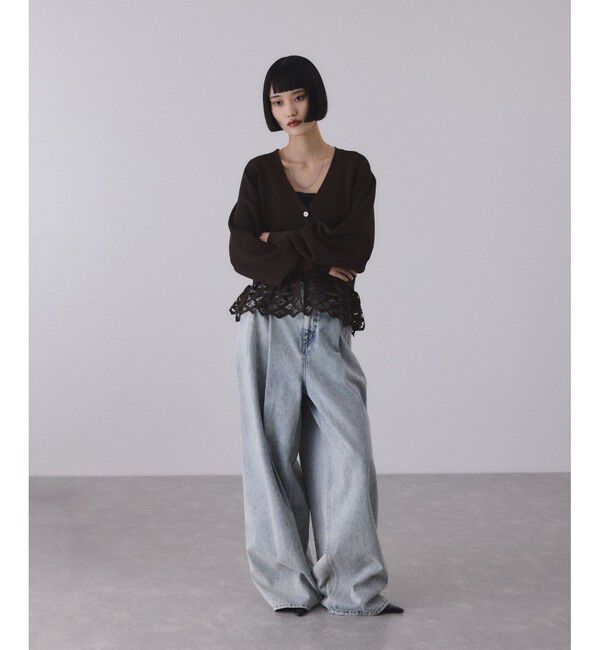 ADAM ET ROPE'「バテンレースコンビニットカーディガン」|カーディガン|