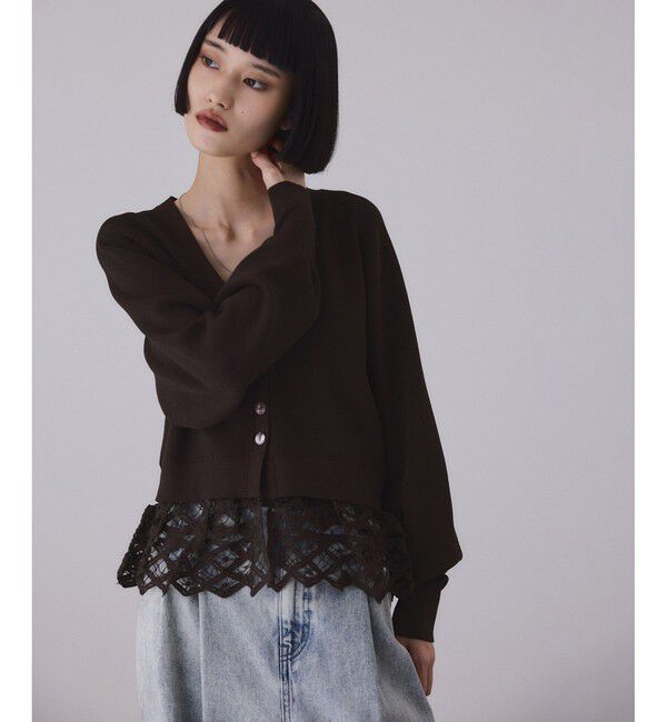 ADAM ET ROPE'「バテンレースコンビニットカーディガン」|カーディガン|