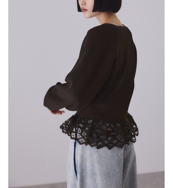 ADAM ET ROPE'「バテンレースコンビニットカーディガン」|カーディガン|