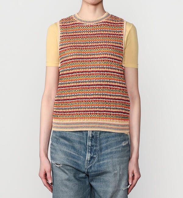  「COOHEM | マルチボーダー ニットベスト WOMEN」|ベスト・ジレ|