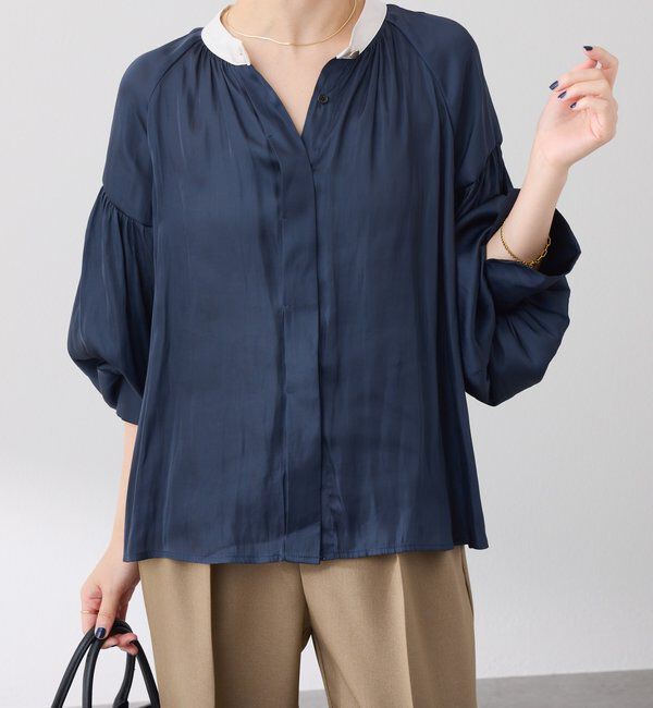  「配色サテンブラウス」|シャツ・ブラウス|