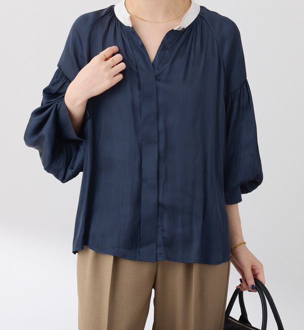  「配色サテンブラウス」|シャツ・ブラウス|