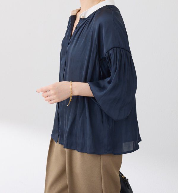  「配色サテンブラウス」|シャツ・ブラウス|