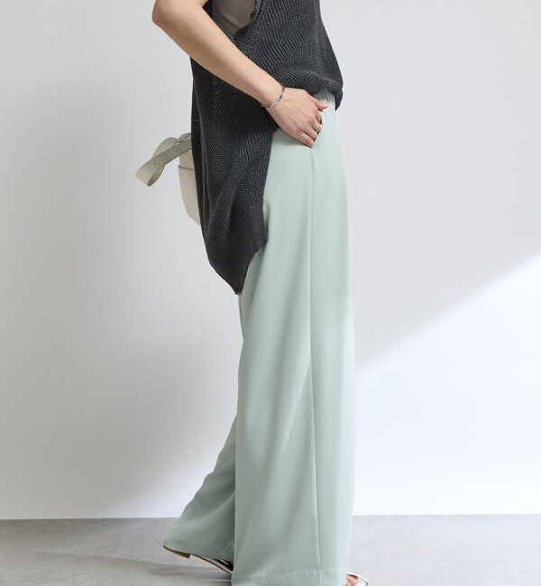  「【ウォッシャブル】【シーズンレスで使える】タックワイドスラックス」|チノ|