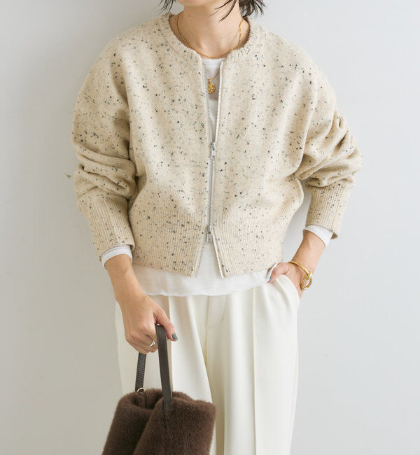  「【カーディガンとしても着れる】ショートZIPニット」|ニット・セーター|
