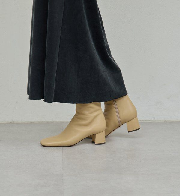  「【2.718】スクエアショートブーツ」|ショートブーツ|ベージュ