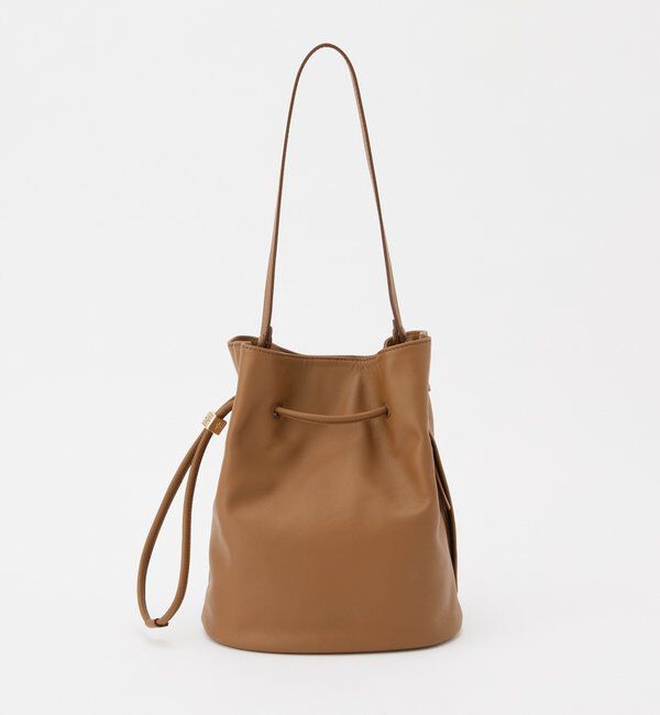  「【再値下げ】レザー巾着バケットバッグ」|ショルダー・メッセンジャー|