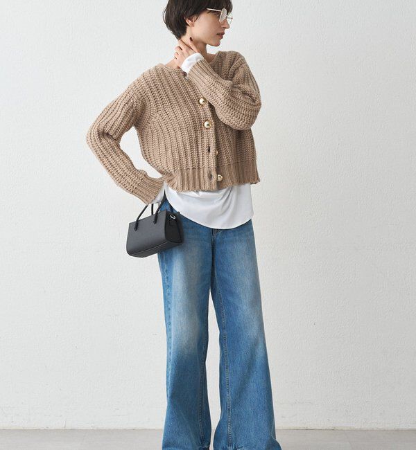  「ゴールドボタンニットカーデ」|ニット・セーター|