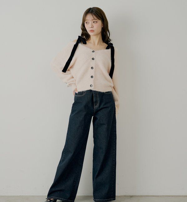  「ポケットレースワイドデニム」|デニム|