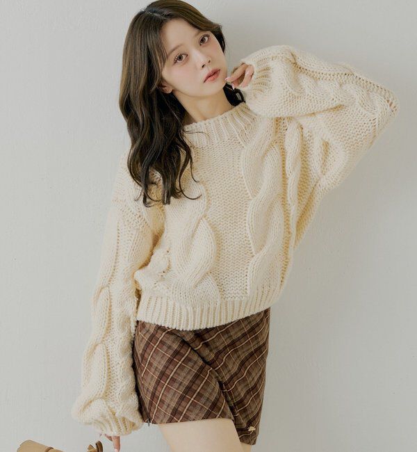  「BIGケーブルローゲージルーズニット」|ニット・セーター|