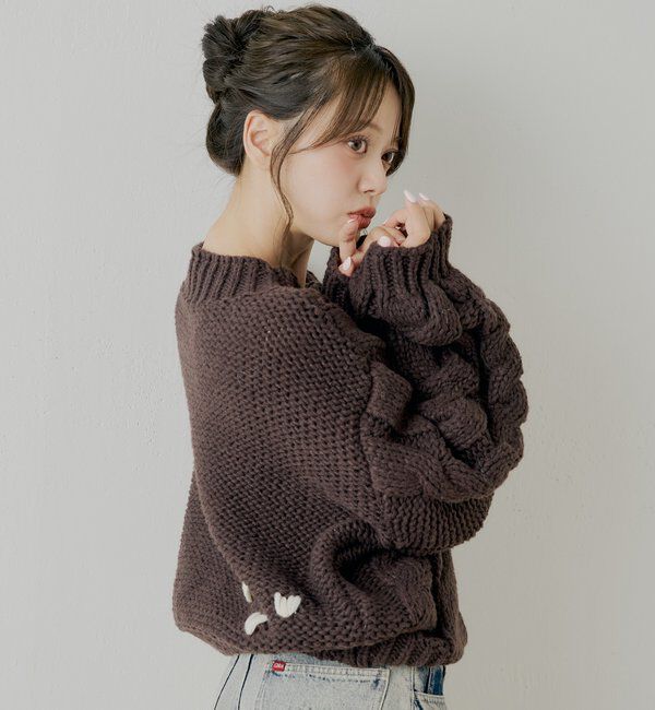  「BIGケーブルローゲージルーズニット」|ニット・セーター|