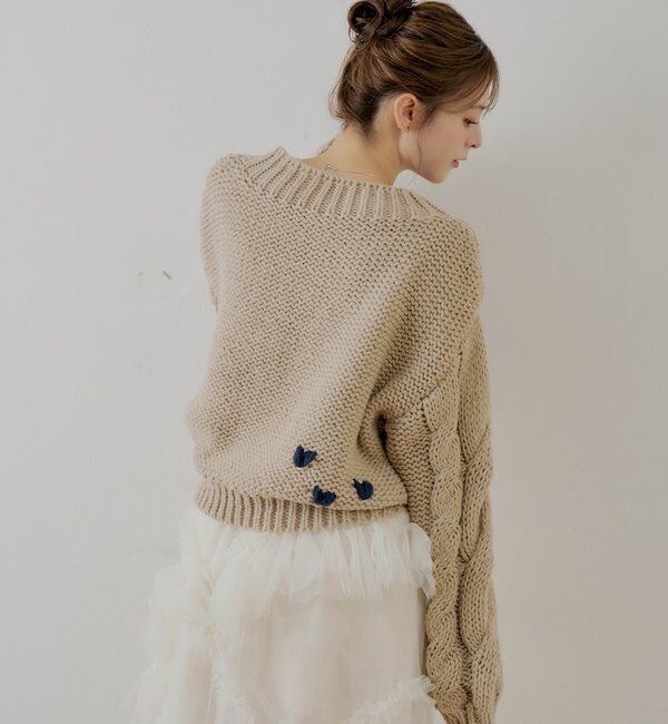  「BIGケーブルローゲージルーズニット」|ニット・セーター|ベージュ
