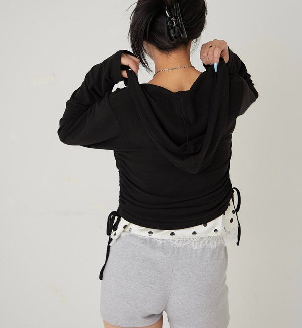  「スタッズリブカシュクールフーディ」|パーカー|