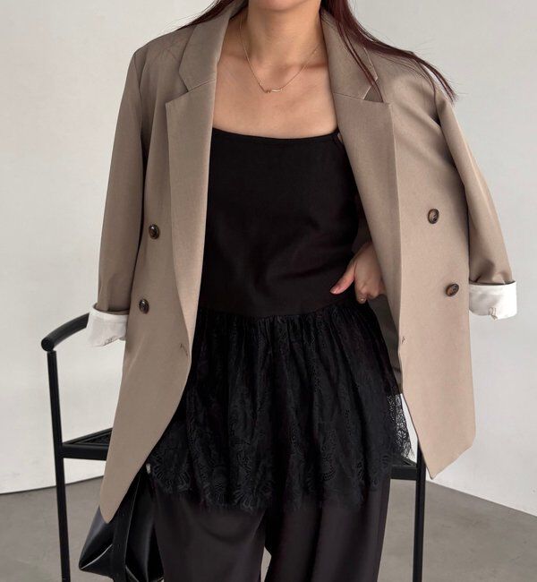  「【新色ブラック/トレンド感あるレイヤードコーデに！調整可能◎】レースキャミ」|キャミソール|