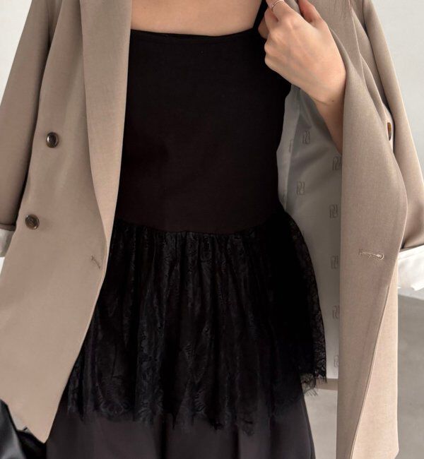  「【新色ブラック/トレンド感あるレイヤードコーデに！調整可能◎】レースキャミ」|キャミソール|