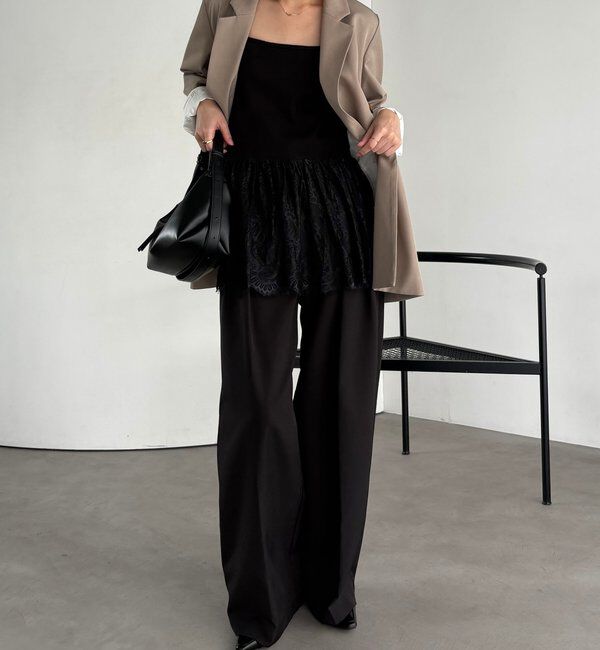  「【新色ブラック/トレンド感あるレイヤードコーデに！調整可能◎】レースキャミ」|キャミソール|