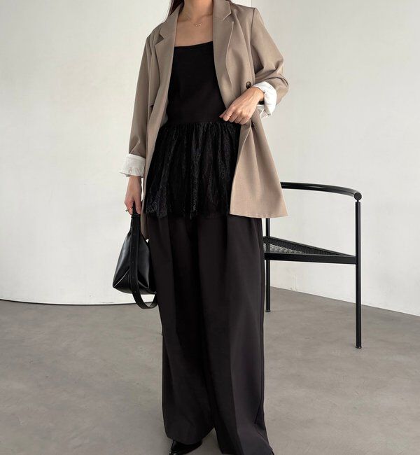  「【新色ブラック/トレンド感あるレイヤードコーデに！調整可能◎】レースキャミ」|キャミソール|