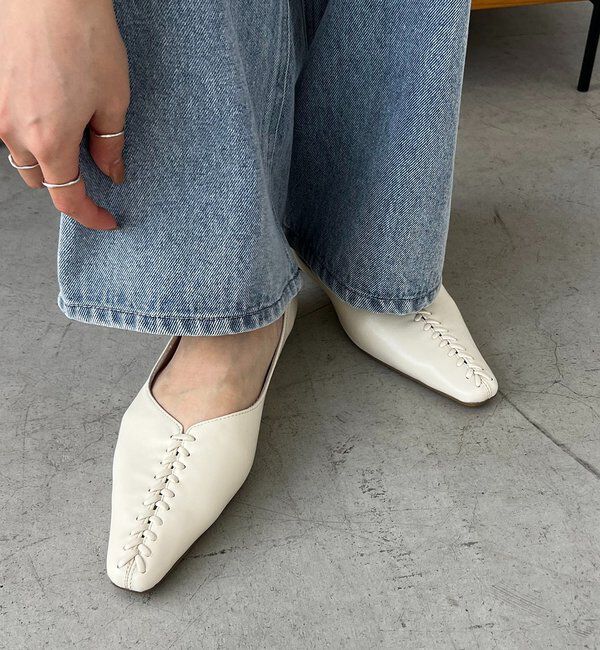  「レースアップフラットシューズ」|その他|オフホワイト