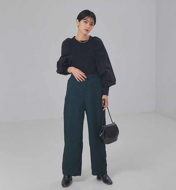 Rouge vif「ファブリックスリーブプルオーバー」|ニット・セーター|