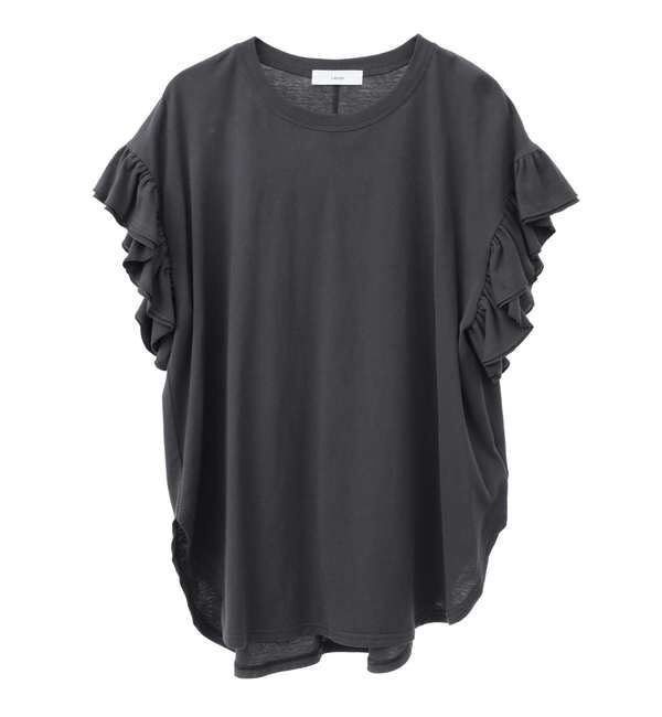 Liesse「袖フリルノースリーブカットソー」|Tシャツ・カットソー|チャコールグレー