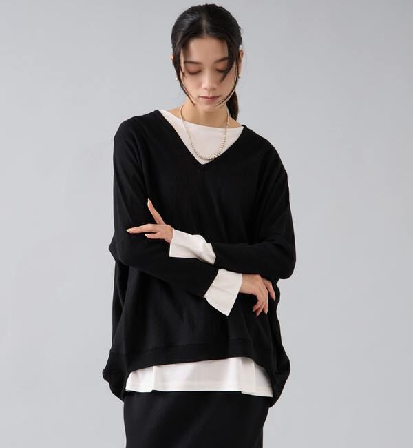 Liesse「【定番】前後V袖リブオーバーニット」|ニット・セーター|