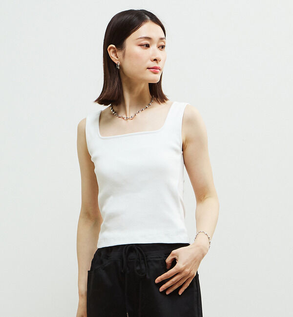 Soffitto「パッド付スクエアリブインナー」|タンクトップ|ホワイト