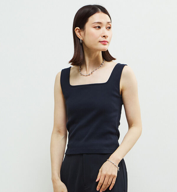 Soffitto「パッド付スクエアリブインナー」|タンクトップ|ネイビー