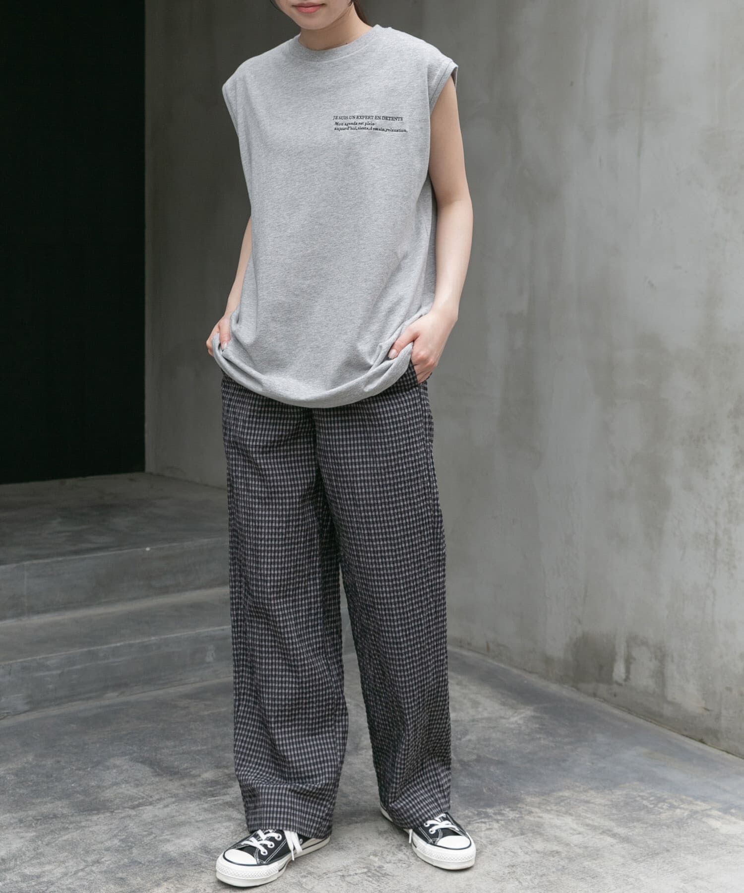 URBAN RESEARCH DOORS「FORK&SPOON　エンブロイダリーノースリーブTシャツ」|Tシャツ・カットソー|