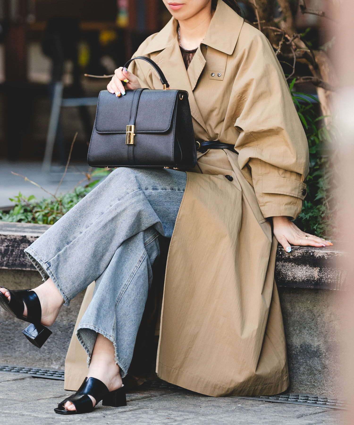 RODE SKO「サブバッグ付フラップハンドバッグ」|ハンドバッグ|ブラック