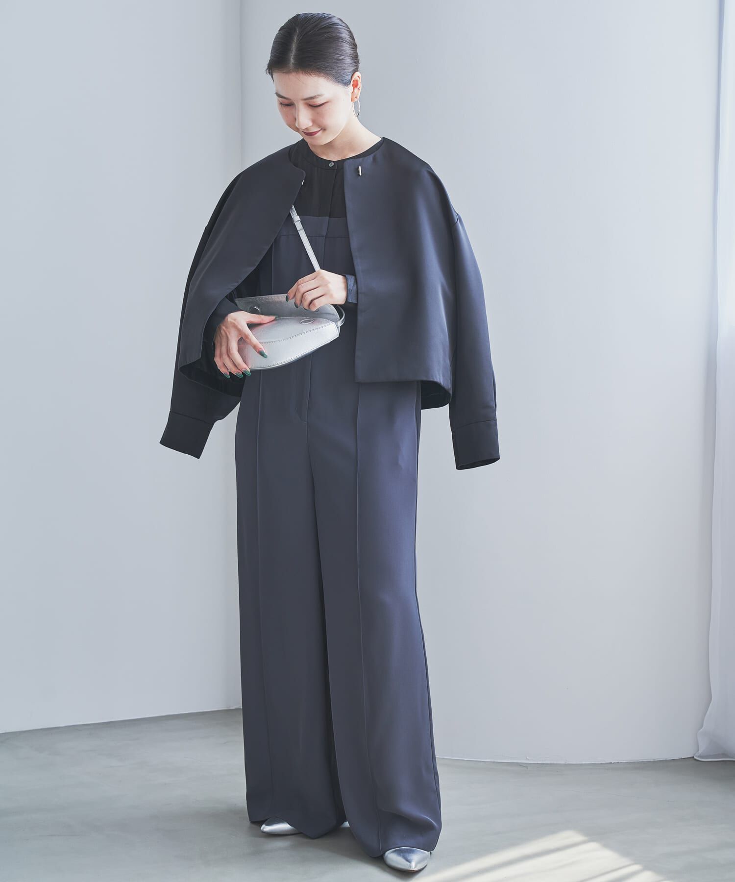 URBAN RESEARCH ROSSO「マットサテンノーカラーブルゾン」|ブルゾン・スタジャン|