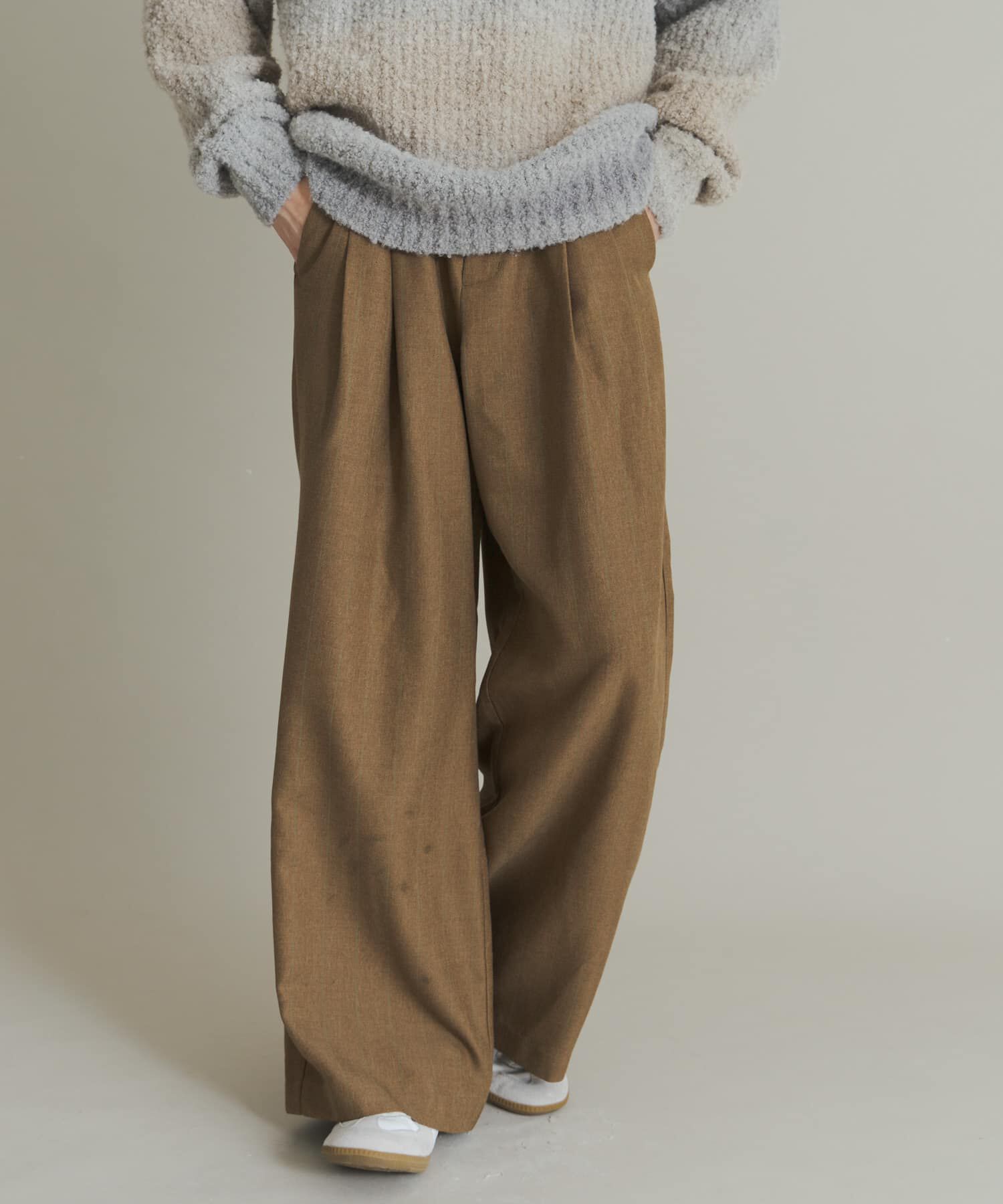 SENSE OF PLACE by URBAN RESEARCH「ウールタッチストライプワイドフレアパンツ」|その他|ブラウン