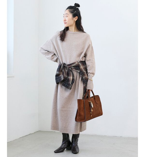  「ネックが選べるニットワンピース」|ワンピース|ベージュ