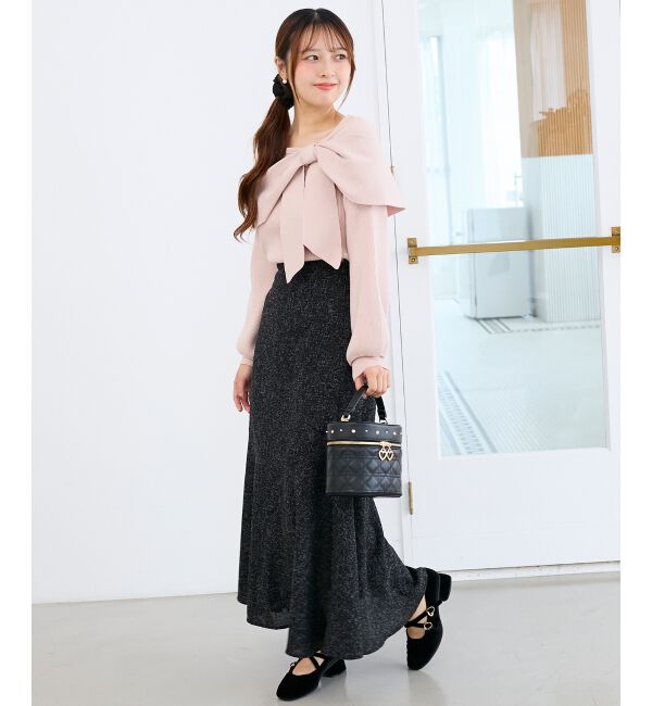  「ビジューリボンオフショルニット」|ニット・セーター|