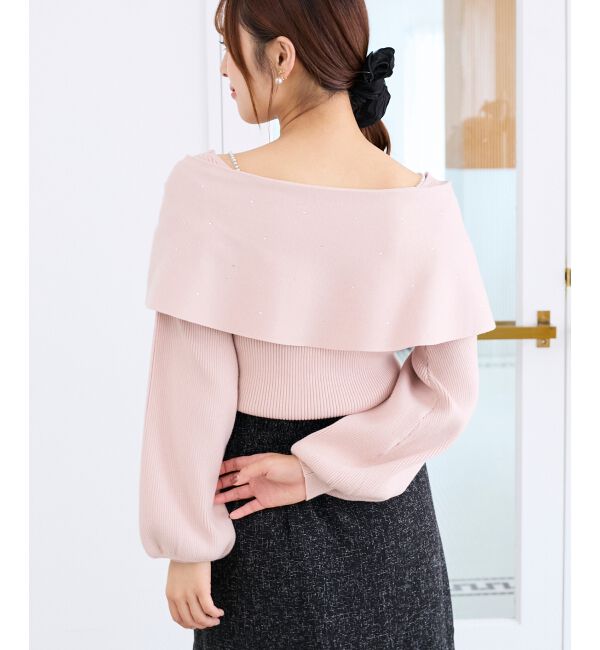  「ビジューリボンオフショルニット」|ニット・セーター|