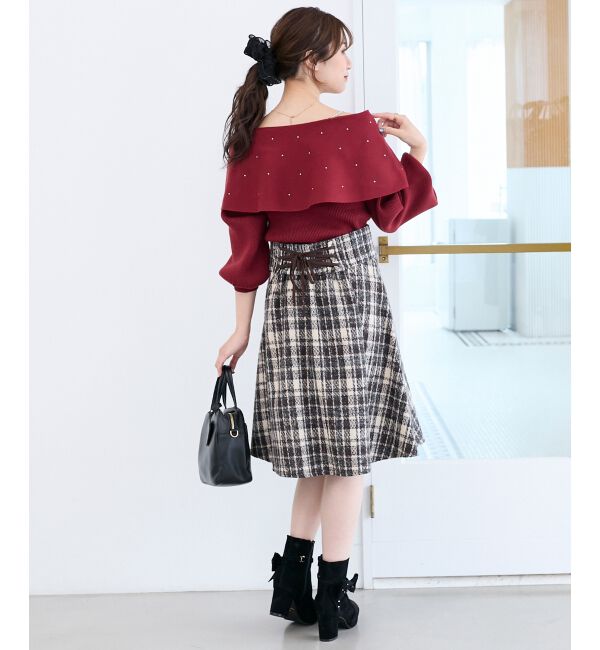  「ビジューリボンオフショルニット」|ニット・セーター|