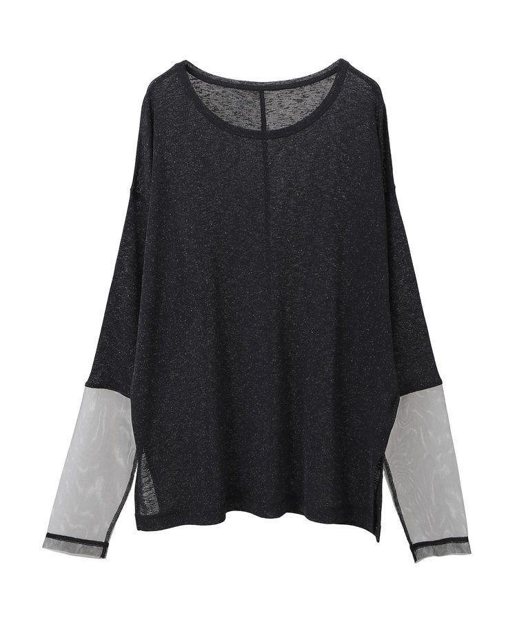 earth music&ecology「ラメシアースリーブプルオーバー」|Tシャツ・カットソー|Black