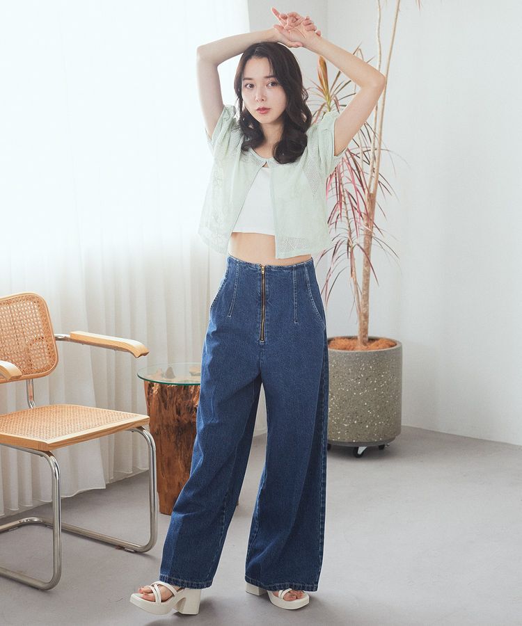 earth music&ecology「フラワーコード刺繍カーディガン」|カーディガン|