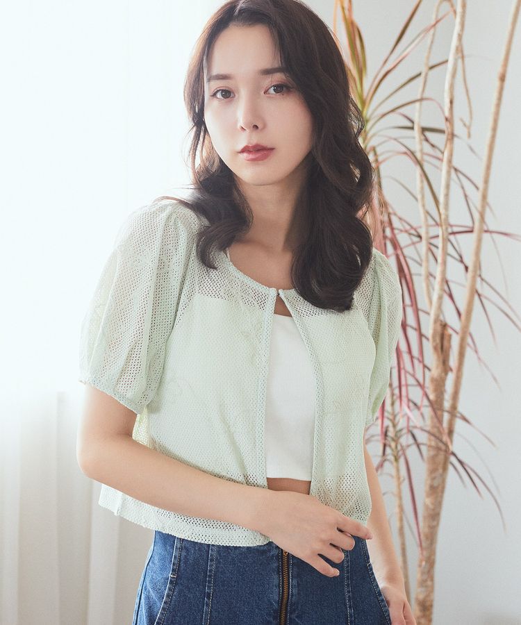 earth music&ecology「フラワーコード刺繍カーディガン」|カーディガン|Mint