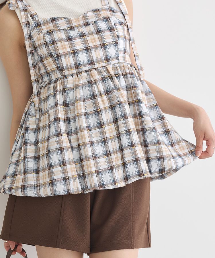 earth music&ecology「チェックパターンバルーンキャミビスチェ」|ベスト・ジレ|