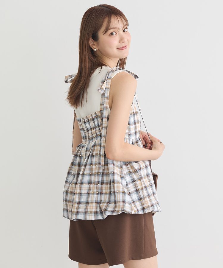 earth music&ecology「チェックパターンバルーンキャミビスチェ」|ベスト・ジレ|