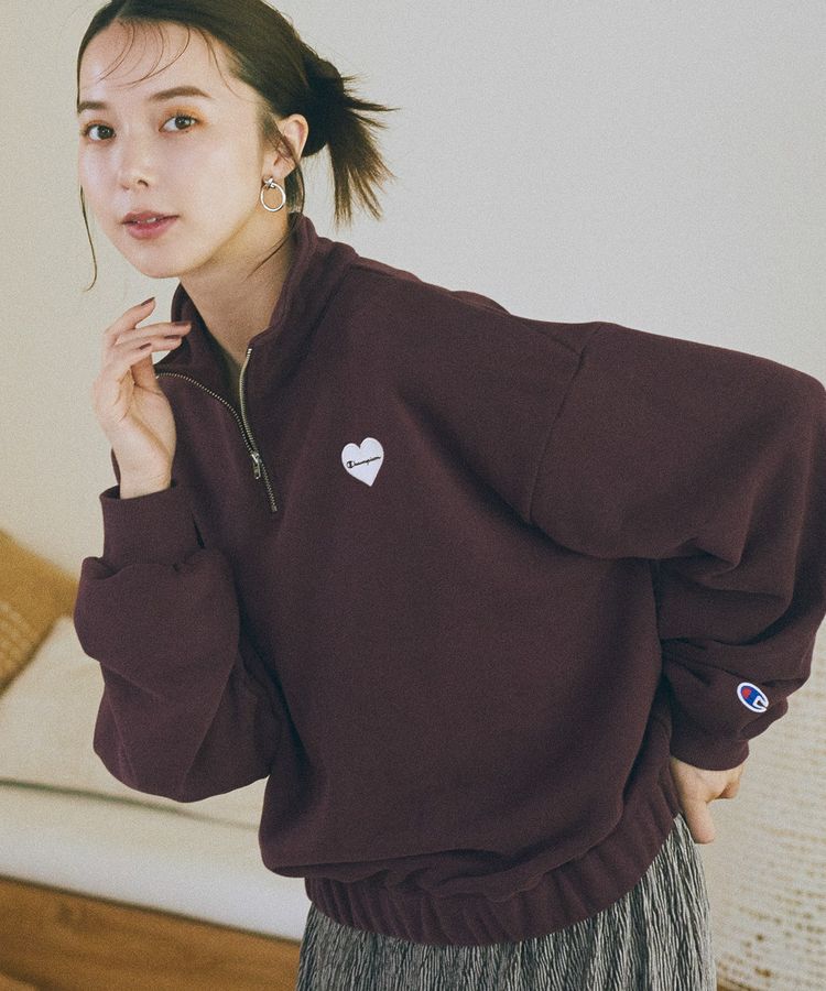earth music&ecology「Champion&times;emaeハーフジップハートスウェット」|スウェット・ジャージ|