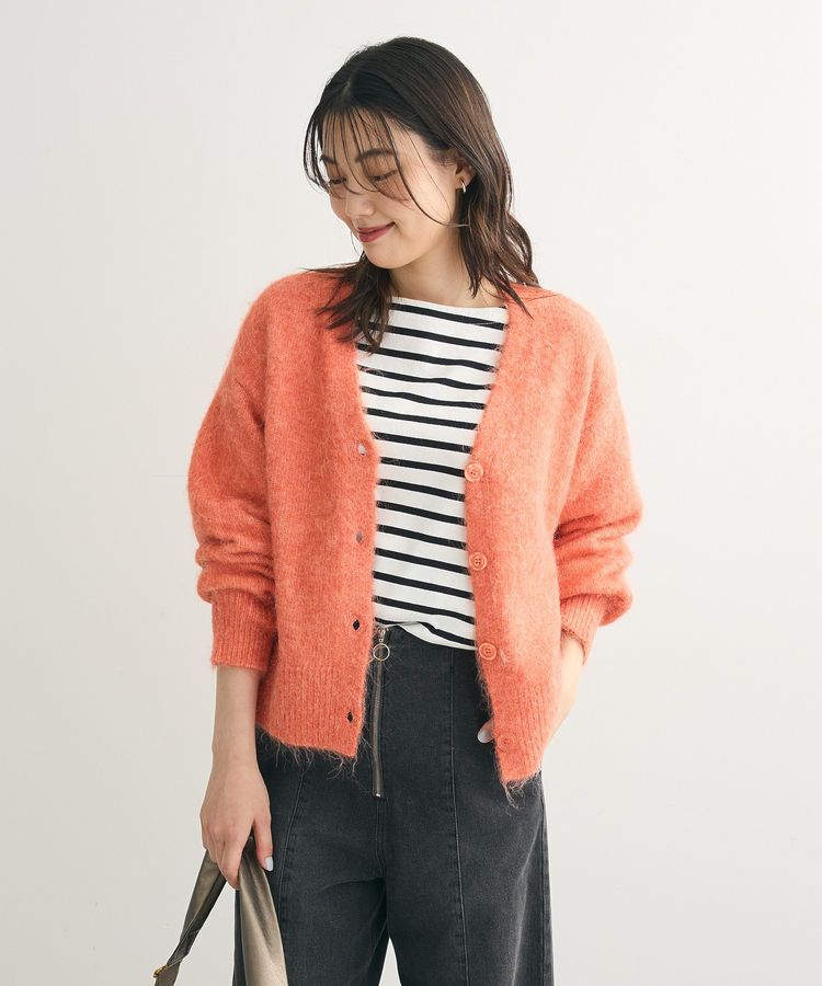 Green Parks「毛ふきシャギーVネックカーディガン」|カーディガン|