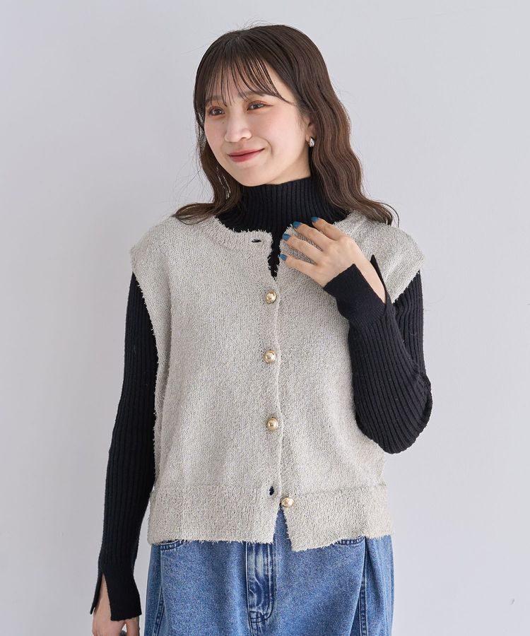 Green Parks「ツィード風金釦ニットベスト」|ベスト・ジレ|Gray