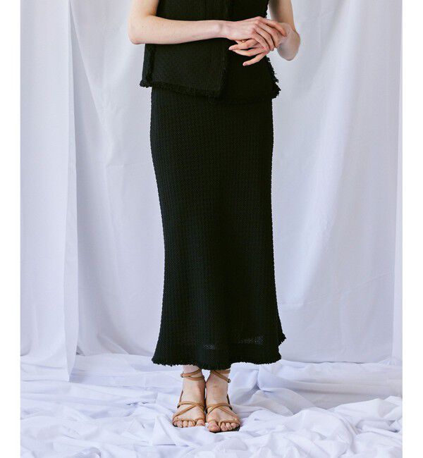 allureville「【セットアップ対応可能】ラスティックツイードスカート」|スカート|ブラック