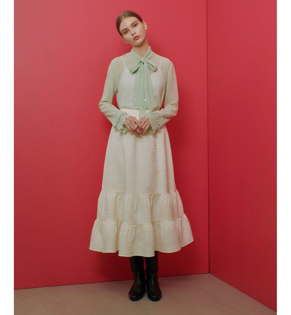 LOULOU WILLOUGHBY「【LOULOU WILLOUGHBY】プリーツリボンブラウス」|シャツ・ブラウス|