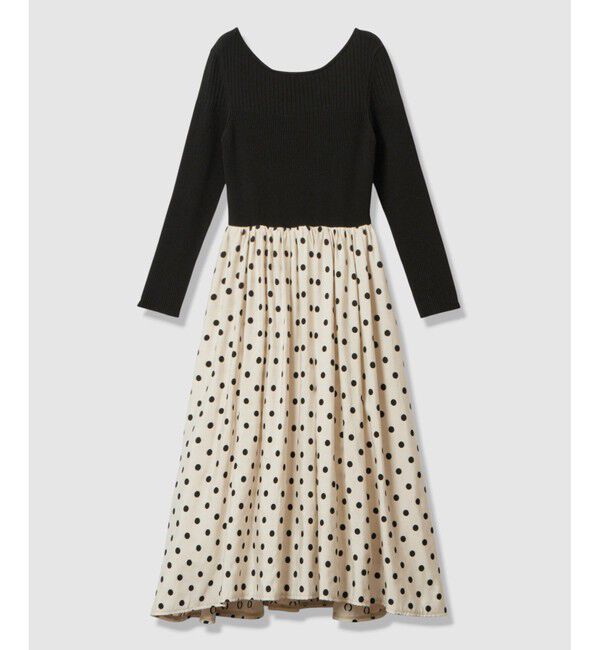 allureville「ドット柄ドッキングニットワンピース」|ワンピース|