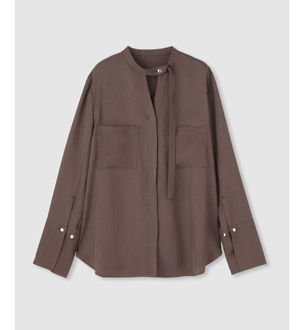 allureville「ブライトツイルアシメボウブラウス」|シャツ・ブラウス|ブラウン